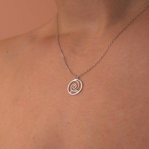14k Gold Air Element Necklace, Minimalist Spiritual Jewelry, Dainty Four Element Symbol Pendant, Silver Alchemy Necklace, Spiral Pendant