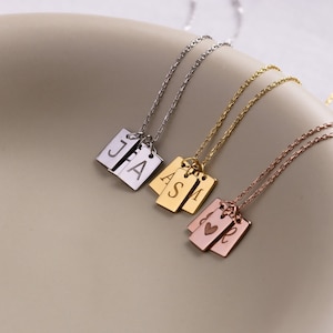 Collar con inicial de oro personalizado, collar con etiqueta inicial de oro macizo, collar con letra personalizada, collar con dije inicial, colgante con letra grabada