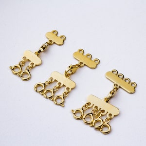 14K Gold Necklace Separator, Solid Gold Necklace Spacer, Layered Necklace Connector, Gold Necklace Detangler, Multi Necklace Stacker Silver