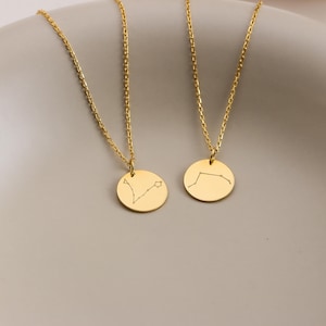 Personalisierte Konstellation Halskette, Sternzeichen Disc Anhänger, Benutzerdefinierte Sternzeichen Halskette, Astrologie Zeichen Schmuck, Horoskop Halskette für Frauen