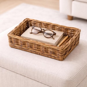 Small Wicker Display Basket Kitchen Storage Tray Countertop Basket 30 x 20cm