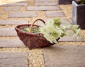 Medium Natural Wicker Garden Trug Basket Handwoven Unpeeled Willow