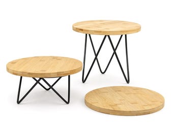 Metal Tripod Display Riser Set with 3 Bamboo Boards