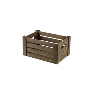 30 x 20cm Wooden Storage Crate Box Stackable with Cutout Handles Olive Grey
