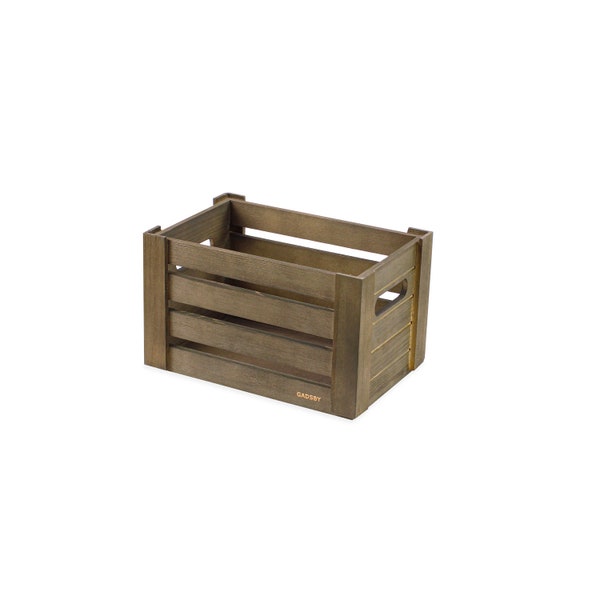 Small Wooden Storage Crate Box Stackable with Cutout Handles Olive Gre