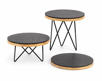 Metal Display Riser Set with 3 Bamboo & 3 Slate Boards