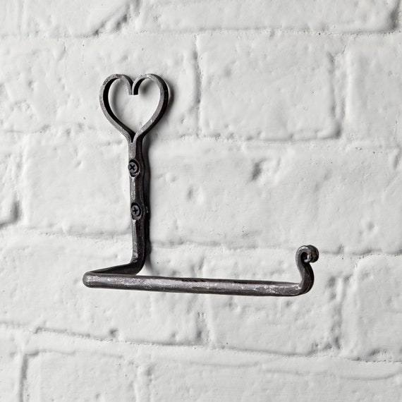 Heart Hand-Forged Toilet Paper Holder Wrought Iron Rustic/Country