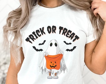 Trick or Treat Shirt, Halloween shirt,Cute Halloween shirt,Funny Halloween shirt,Halloween Gifts,Ghost Halloween Shirt, Vintage Ghost Shirt