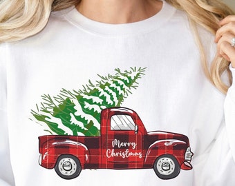 Merry Christmas Truck, Christmas Sweatshirt, Red Truck Christmas Shirt, Merry Christmas, Red Truck Shirt, Christmas Truck Family Shirt, Xmas