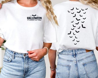 Spookachtig shirt voor vrouwen, griezelig shirt, shirt griezelig seizoen, vintage Halloween-shirt, vintage Halloween, T-shirt vleermuizen, shirt vleermuizen, cadeau Halloween