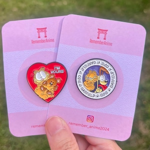 Garfield & Teddy Bear Heart Enamel Pin Badge