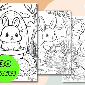 OFFER! 30 Easter Coloring Pages for Kids and Teens Printable PDF Instant Download Easter Bunnies Easter Egg
