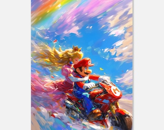 Princess Peach, Mario, Fan Art, Custom Wall Art, Printable Wall Art, Video Game Poster, Anime Poster, Pop Art, Retro, Oil Painting on Canvas