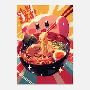 Kirby, Ramen, Food Art, Pop Art, Video Game Poster, Anime Poster, Printable Wall Art, Japanese Home Decor, Retro, Digital Download
