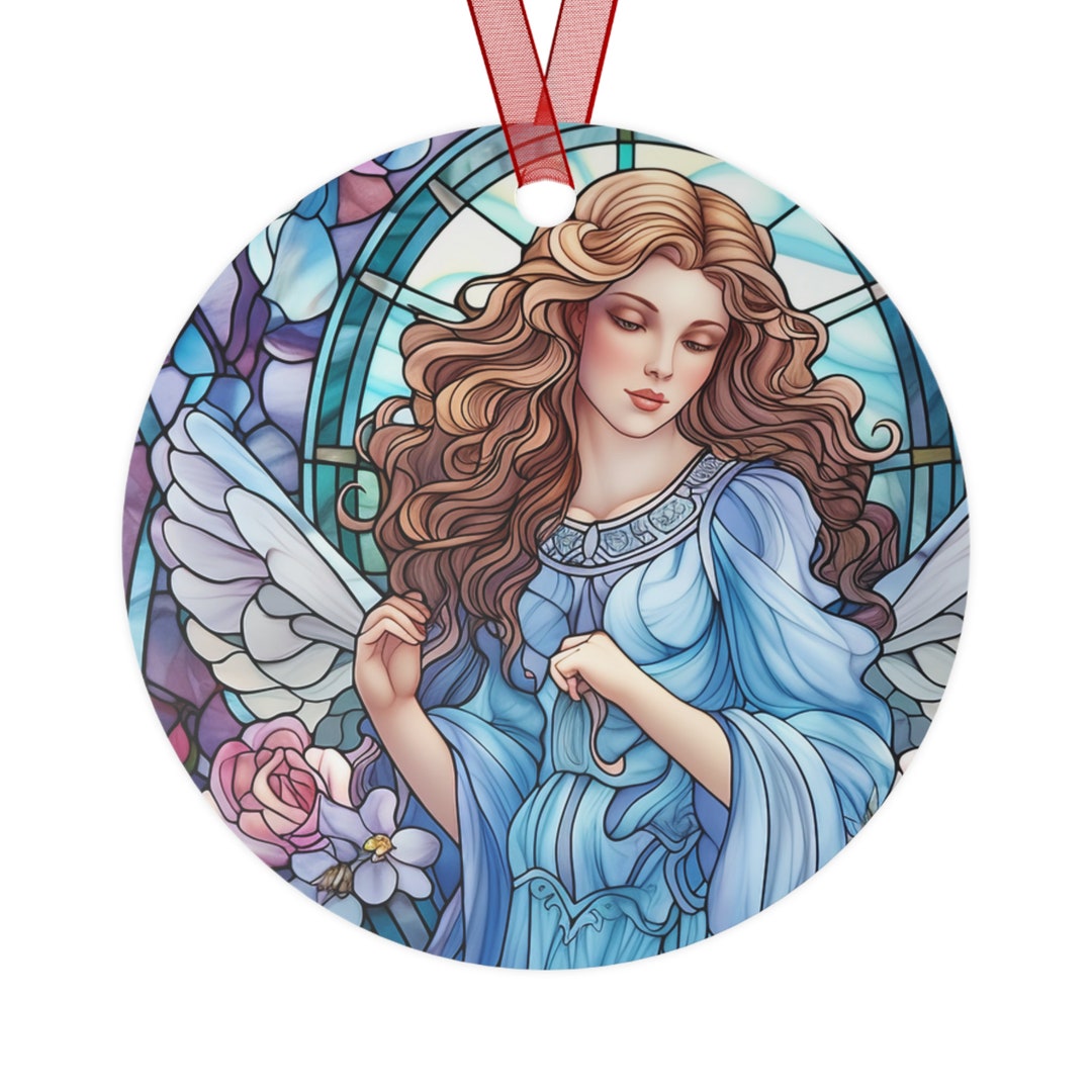 Stained Glass Art Angel Ornament: Metal Christmas Decoration - Etsy