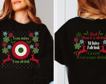 Ugly Christmas Sweater Style Sweatshirt Drinking Bullseye Game Design Holiday Party Fun Drink Target Challenge Unique Gift Idea Etsy