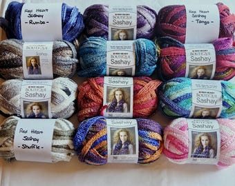 Red Heart Boutique Sashay Yarn, 80-100gr, Disco, Congo, Tango, Rumba, Waltz, Shuffle, Twist, Boogie, Blue, Teals, Aran, Hip Hop