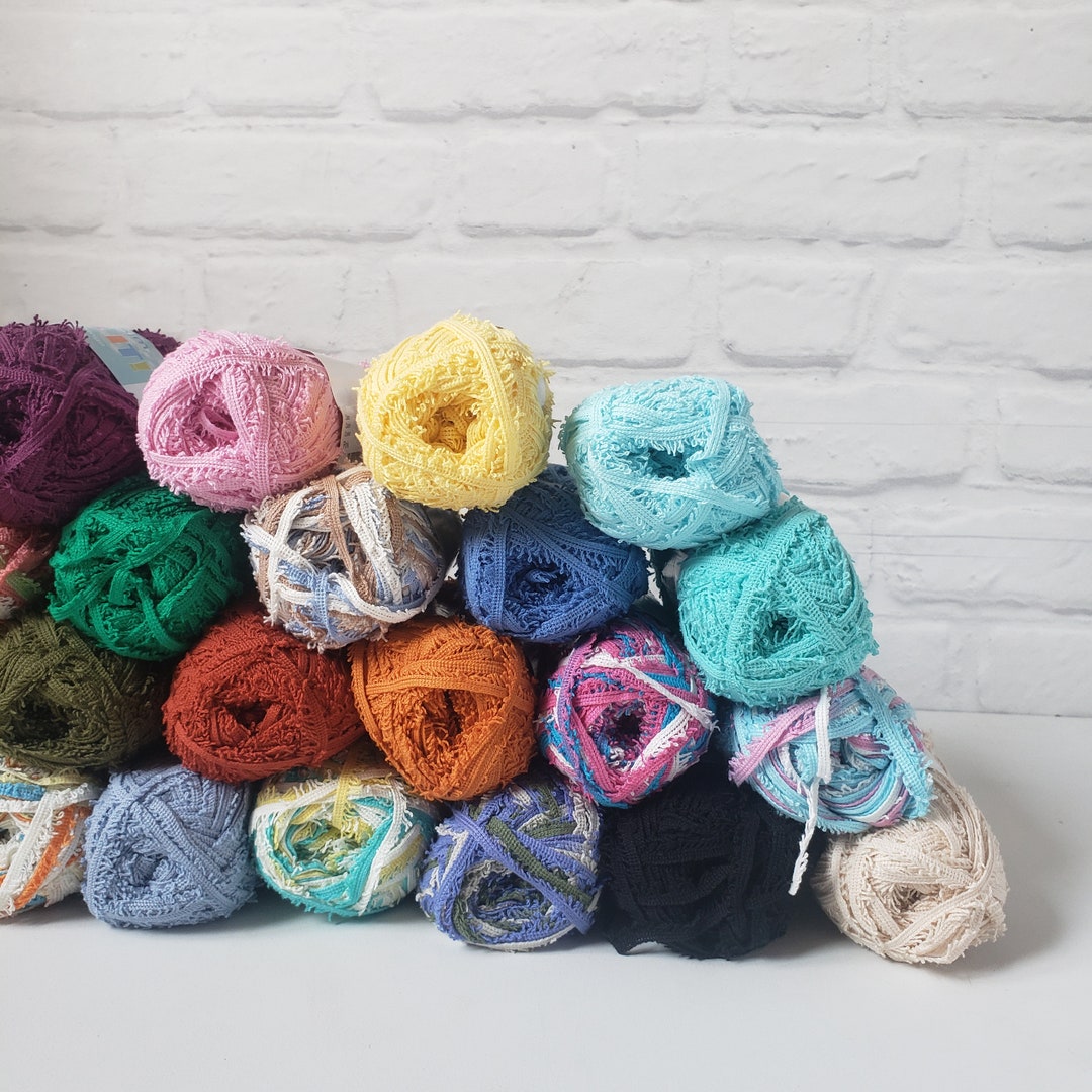 Mary Maxim Scrub It Yarn, 50g Cotton, Dish Cloth Yarn, Scrubby Yarn, Crochet, Cotton With Fringe