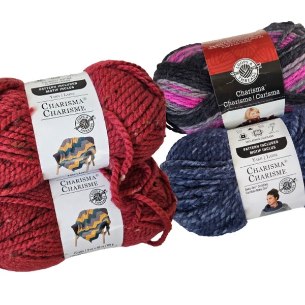 Loops & Threads Charisma Yarn, Burgundy Tweed. Bulky yarn #5, 100% Acrylic, 85 grams