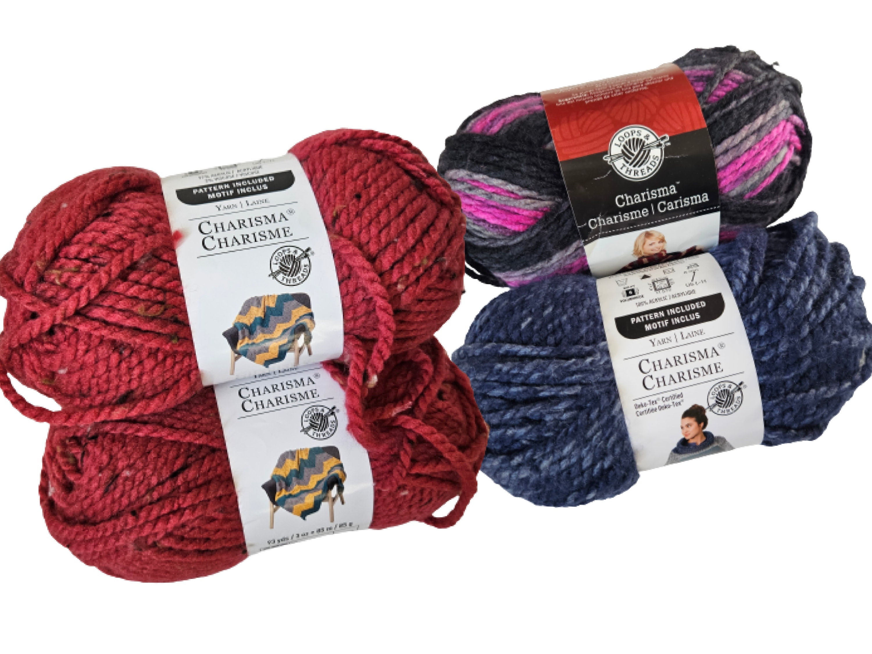 Mainstays Chunky Chenille Yarn, 31.7 yd, Charcoal, 100% Polyester, Super  Bulky, Pack of 4 
