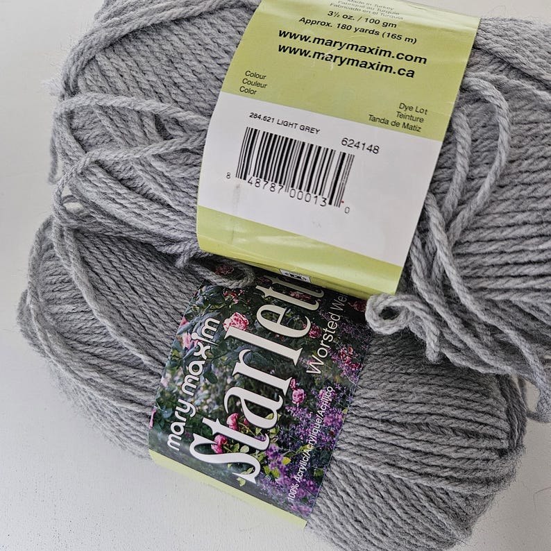 Mary Maxim Starlette Worsted Weight Yarn, Acrylic, Yarn Destash, Grey ...