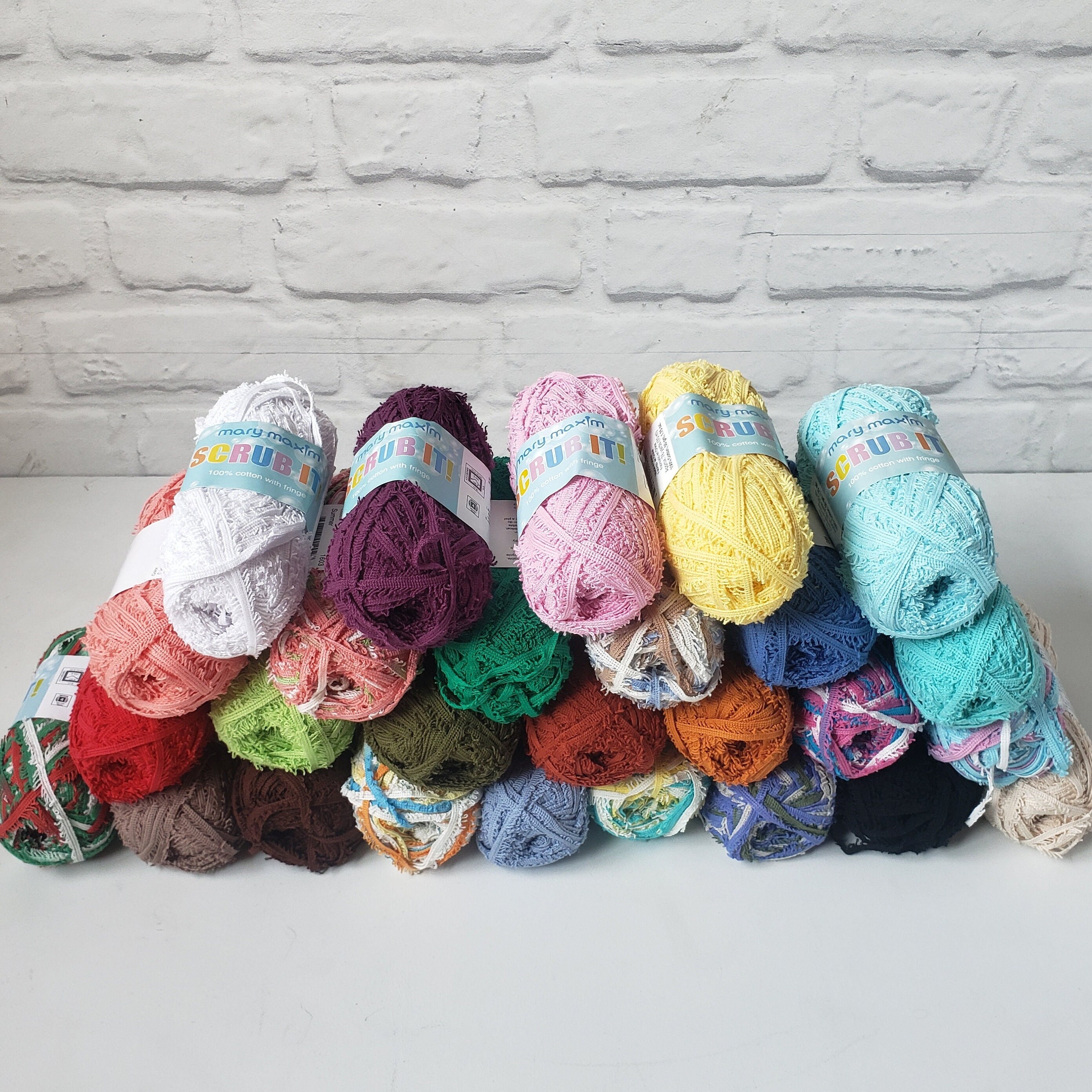 Mary Maxim Scrub It Yarn, 50g Cotton, Dish Cloth Yarn, Scrubby Yarn