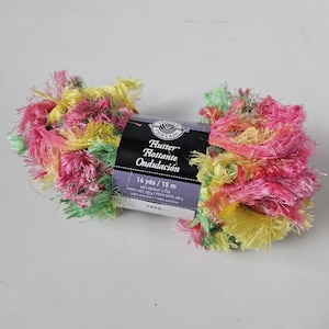 Loops & Threads Flutter yarn,  100% polyester, 100 gr., Moody Blues, Bright Lights, eyelash yarn, discontinued DUTY and TARIFF in shipping