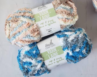 Needle Crafter's Soft and Fuzzy, Soft and Fluffy plush baby yarn, beach and blue yarn, baby blanket DUTY & TARIFF included in shipping