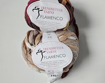 Trendsetter Yarns Flamenco, open mesh yarn, 100 grams, Color #01, #04, discontinued, rare find DUTY & TARIFF included in shipping