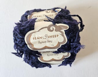 Sean Sheep Byron Bay yarn, Nylon Acrylic Wool blend yarn, 75 grams,  super bulky, blue, mixed texture, discontinued