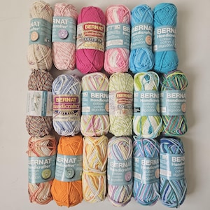Bernat Handicrafters Cotton Yarn, 100% Cotton, 42 - 50 grams, Solid & Variegated colors #4 Medium. DUTY FREE to USA.