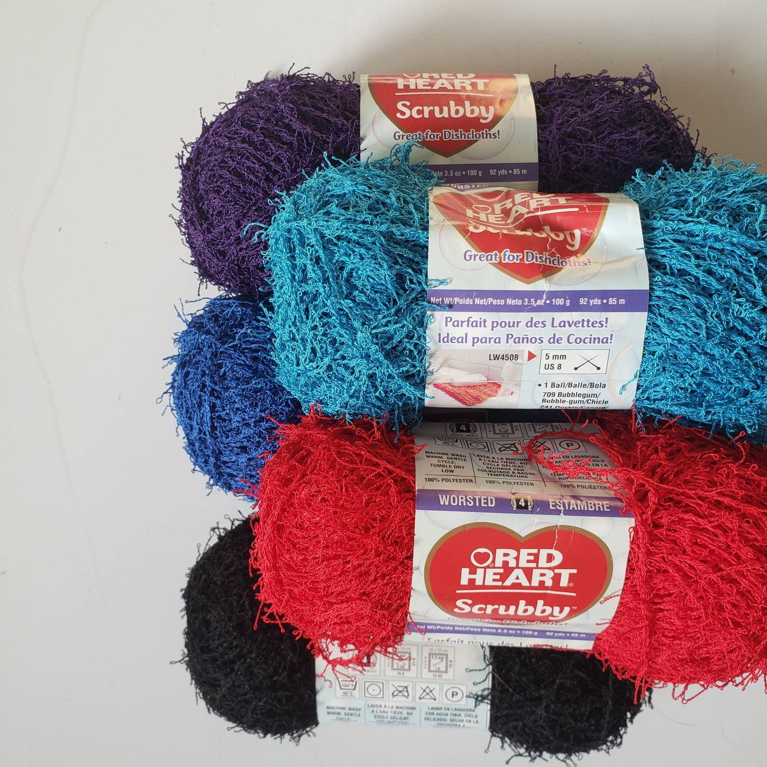 Red Heart Scrubby Yarn Polyester Yarn 100g Dish Cloth Yarn Etsy
