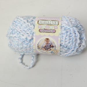 Bernat Baby Breath Yarn, Baby Powder, acrylic polyester blend, 100 grams, discontinued Super Bulky #6, textured  DUTY FREE to USA