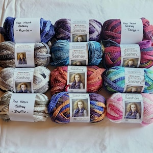 Red Heart Boutique Sashay Yarn, 80-100gr, Rumba, Waltz, Shuffle, Jive and more colors. DUTY & Tariff included in Shipping to USA