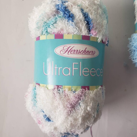 Herrschners Ultra Fleece Yarn, Bulky Yarn 5, Baby Blanket Yarn, Polyester  Yarn, Discontinued Yarn, Blue, Green, White Yarn 