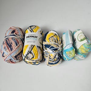Bernat Handicrafters Scrub Off yarn, 100% cotton, Copper Pot, Navy Lemons, Rain Drops, discontinued, grams vary DUTY included in shipping
