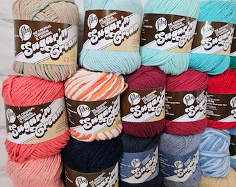 Lily Sugar n Cream 100% Cotton Yarn, 56 - 70grams cotton knitting yarn, sugar and cream cotton, pot holder, towel yarn
