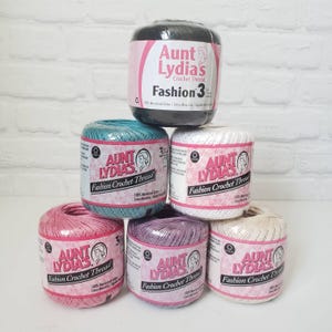 Aunt Lydia's Fashion Crochet Thread size 3, 100% cotton, 100-150 yards, assorted colors, home projects, crochet DUTY & TARIFF in shipping