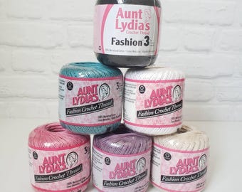 Aunt Lydia's Fashion Crochet Thread size 3, 100% cotton, 100-150 yards, assorted colors, home projects, crochet DUTY & TARIFF in shipping