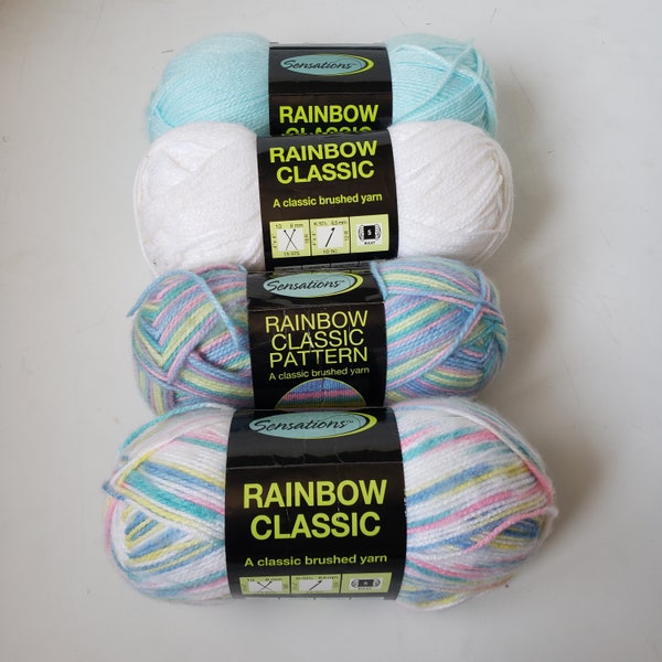 Sensations Rainbow Classic Yarn, 312 grams/228 grams, #5, Classic brushed yarn, 100% Acrylic, discontinued yarns