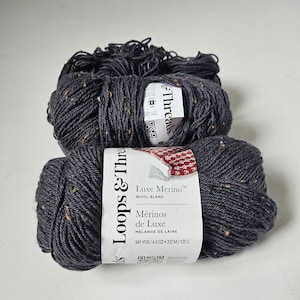 BUNDLE Loops and Threads Luxe Merino Wool Blend yarn, superwash merino, acrylic tweed blend, 280 gr., ebony  DUTY & TARIFF in shipping