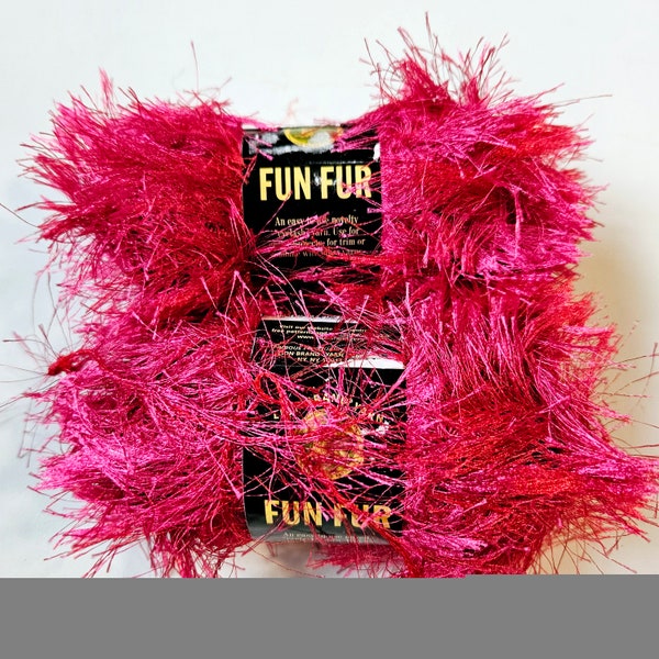 Lion Brand Yarn Fun Fur Solids 50g 100% polyester, Raspberry, Sapphire & Red yarn, novelty eyelash yarn, bulky, discontinued