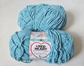 Red Heart Cutie Pie Yarn, Set of 2 Polyester yarn, 100 grams, Splash blue, discontinued. Duty included in Shipping