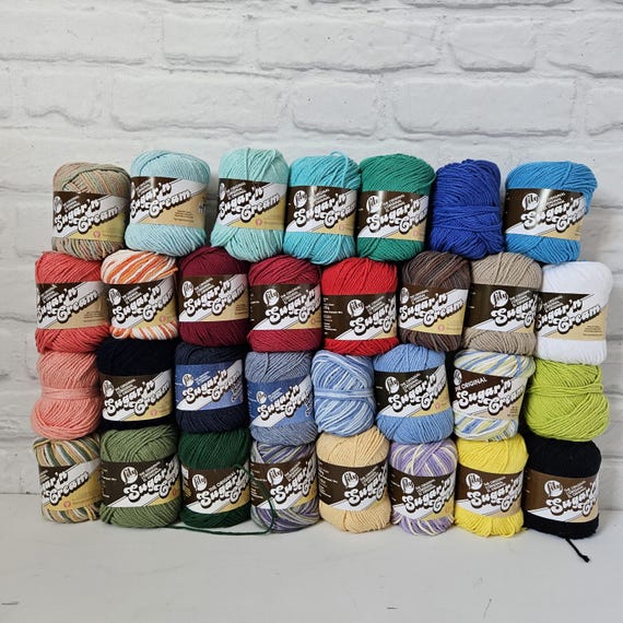 Lily Sugar n Cream 100% Cotton Yarn, 56 - 70grams cotton knitting yarn, sugar and cream cotton, pot holder, towel yarn. DUTY FREE to USA