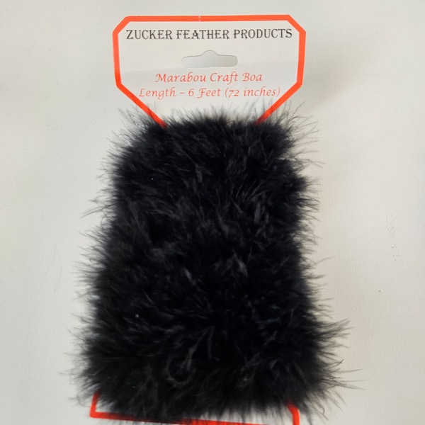 Black Marabou Feather Boa, Zucker feather craft 6 feet / 72 inch