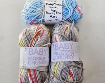 Hilo grueso Hayfield Baby Blossom, 100 g, acrílico, nailon, hilo para bebé con estampado propio, hilo grueso y suave. DUTAR en el envío.