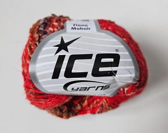Fiona Ice Yarns, Acrylic-Mohair-Polyamide, 50 grams, fiona mohair red, multi-color with red yarn, discontinued DUTY & TARIFF in shipping