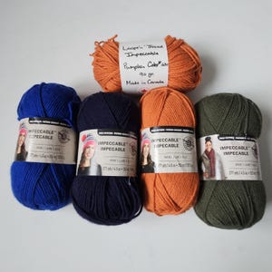 Impeccable Yarn by Loops & Threads, Neapolitan, Charcoal Tweed, Aran, Orange, Claret, 75- 127 grams worsted weight yarn DUTY FREE to USA