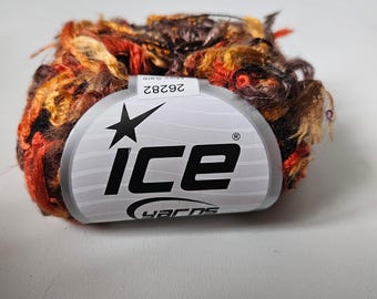 Ice Yarns, acrylic, polyester, 50 grams, 175 m, brown, orange, yellow, DUTY & TARIFF included in shipping