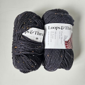 BUNDLE Loops and Threads Luxe Merino Wool Blend yarn, superwash merino, acrylic tweed blend, 280 gr., ebony  DUTY & TARIFF in shipping
